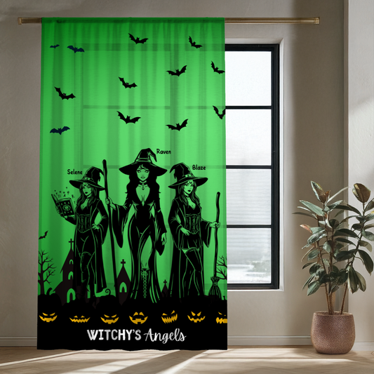 Witchy's Angels | Halloween Style | Home Decor| Sheer Window Curtain