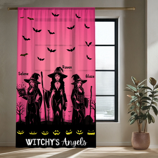 Witchy's Angels | Halloween Style | Home Decor | Sheer Window Curtain
