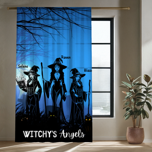 Witchy's Angels | Halloween Style | Home Decor | Sheer Window Curtain