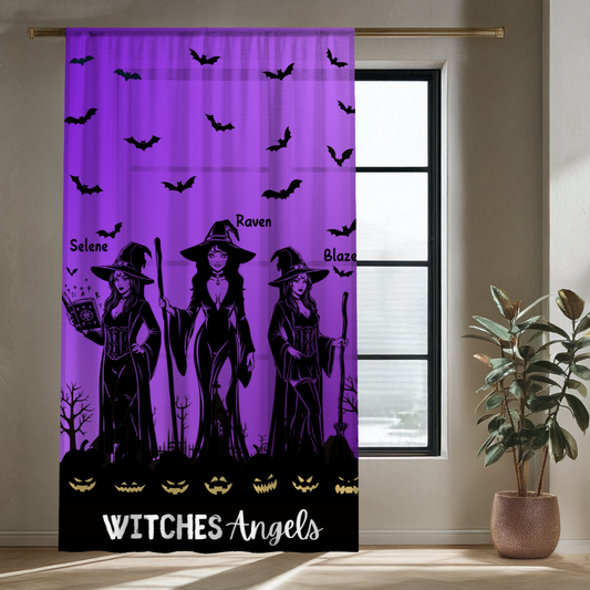 Witchy's Angels | Halloween Style | Home Decor | Sheer Window Curtain