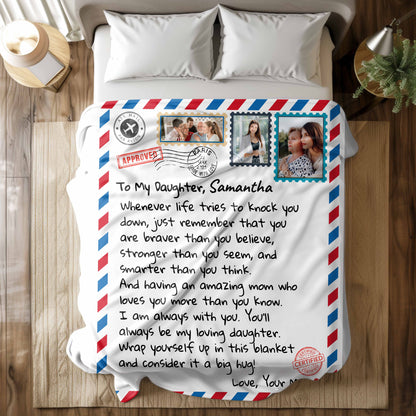 Personalized Photo Stamp | To My Daughter |Letter Blanket