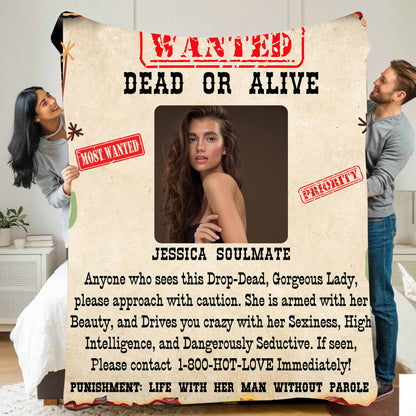 Wanted Dead or Alive | Personalized Photo and Name | Blanket for Her