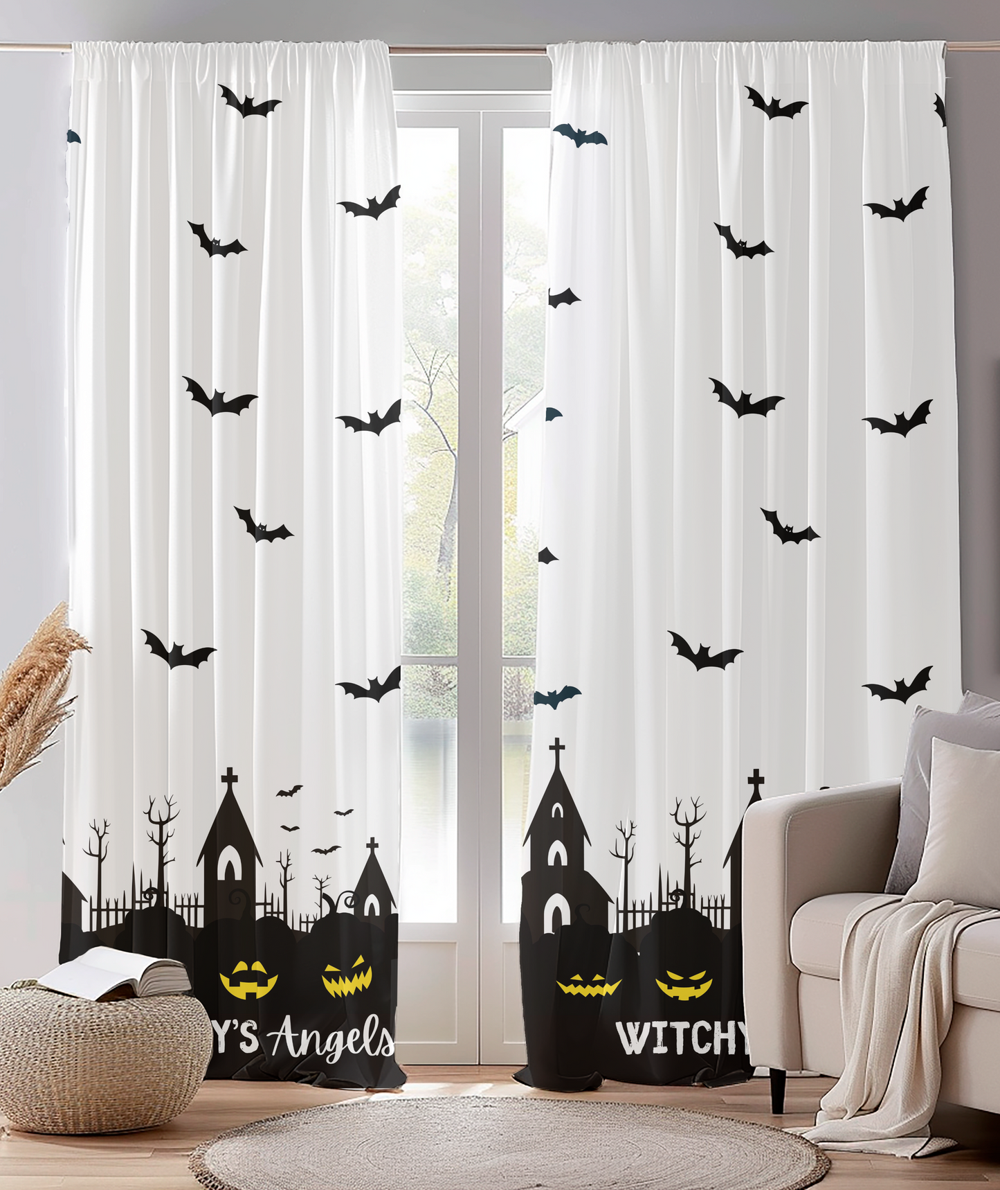 Halloween | Witchy's Angels | Sheer | Window Curtain