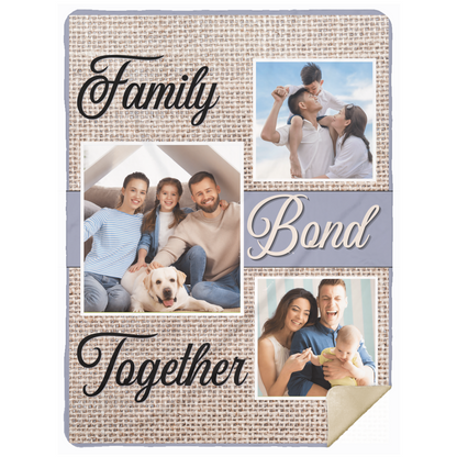 Family Bond Together | Personalize Photo | Blanket | Rustic Canvas