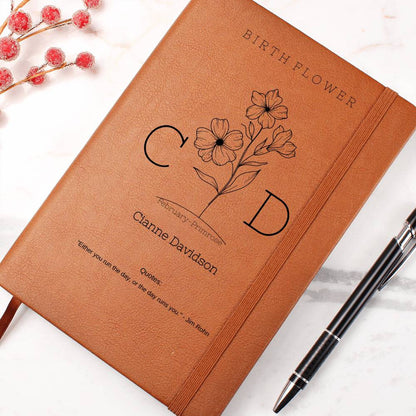 Personalized  Name & Birth Flower|  Journal | January - December | Quotes