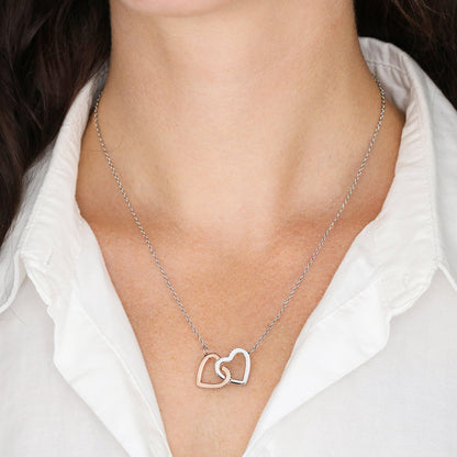 To My Beautiful Wife - Interlocking Hearts Necklace (Yellow & White Gold Variants)