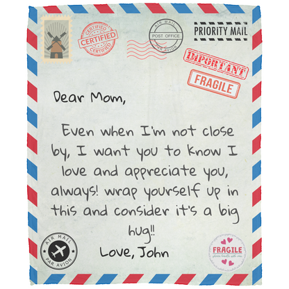 Personalized | Air Mail Blanket |Dear Mom