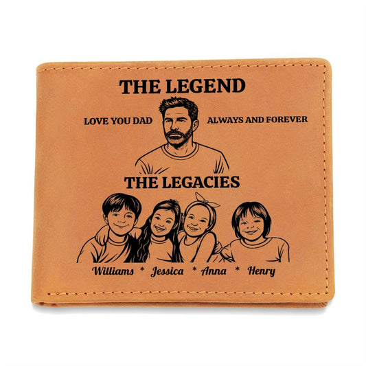 Personalized family Photo | The Legend | The Legacies |Dad's  Leather Wallet