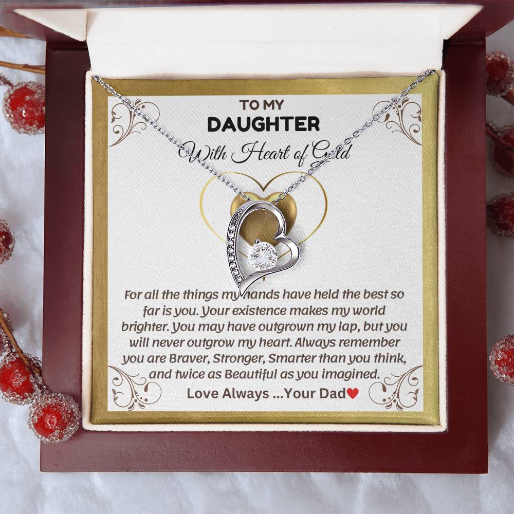 To My Daughter With Heart of Gold - Forever Love Necklace