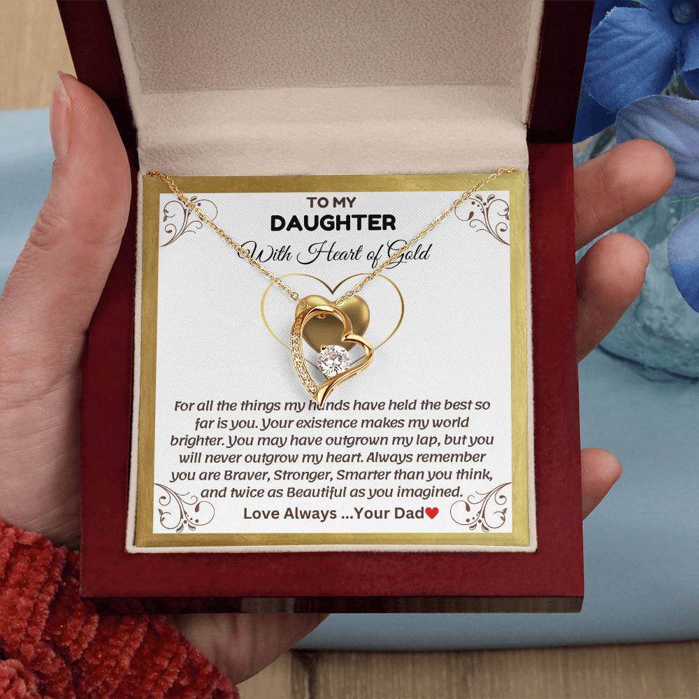 To My Daughter With Heart of Gold - Forever Love Necklace