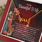 To My Beautiful Wife Love Script Necklace - You Make My Life Warmer, Brighter and more meaningful
