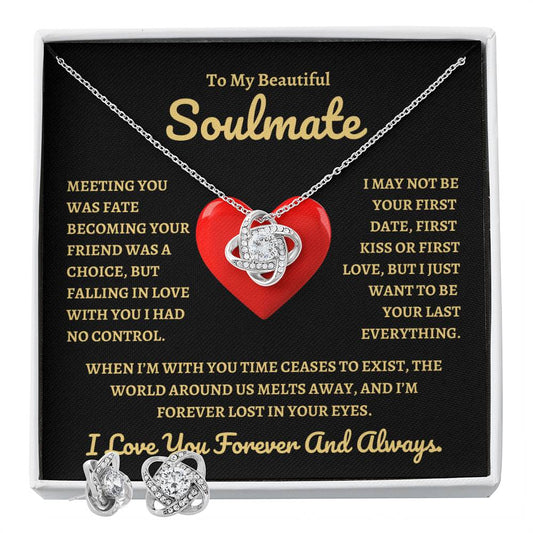 To My Beautiful Soulmate | Love Knot | Necklace & Earring Set