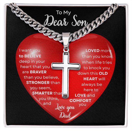 To My Beautiful Daughter | This Old Heart Will Love you Always | Cuban Chain with Artisan Cross Necklace
