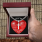 To My Beautiful Daughter | This Old Heart Will Love you Always | Cuban Chain with Artisan Cross Necklace