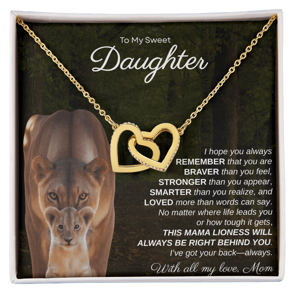 To My Sweet Daughter, I Hope You Always Remember | Interlock Hearts Necklace