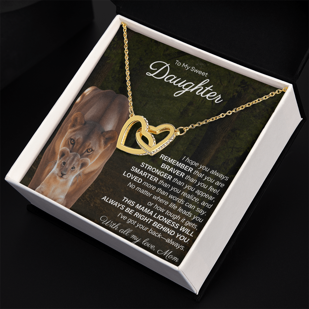 To My Sweet Daughter, I Hope You Always Remember | Interlock Hearts Necklace