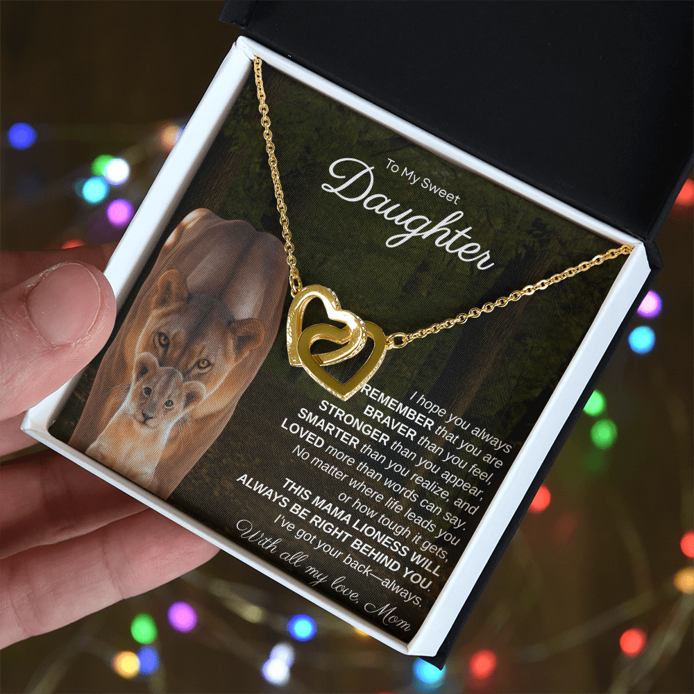 To My Sweet Daughter, I Hope You Always Remember | Interlock Hearts Necklace