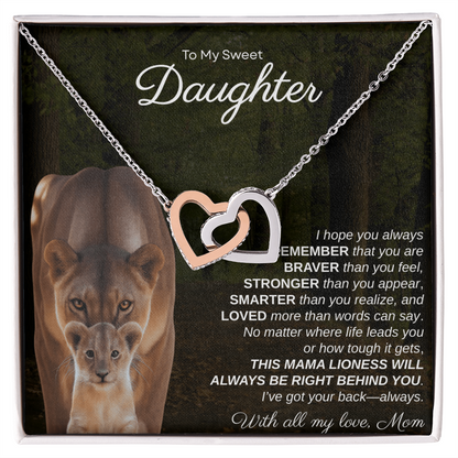 To My Sweet Daughter, I Hope You Always Remember | Interlock Hearts Necklace