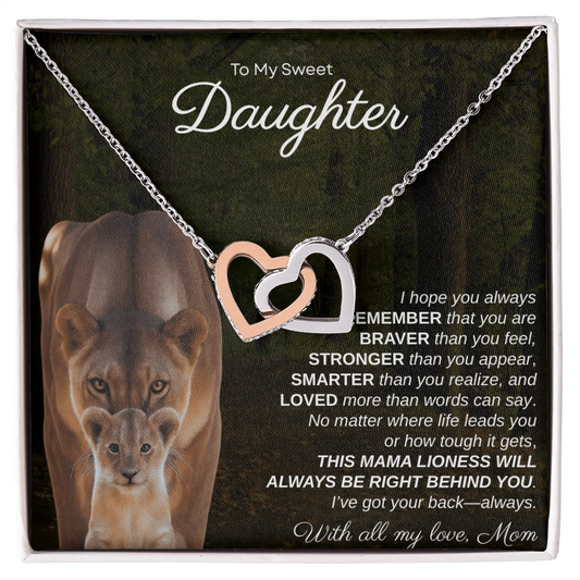To My Sweet Daughter, I Hope You Always Remember | Interlock Hearts Necklace