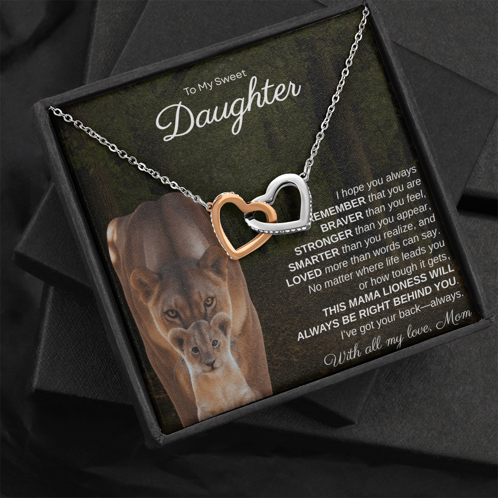 To My Sweet Daughter, I Hope You Always Remember | Interlock Hearts Necklace
