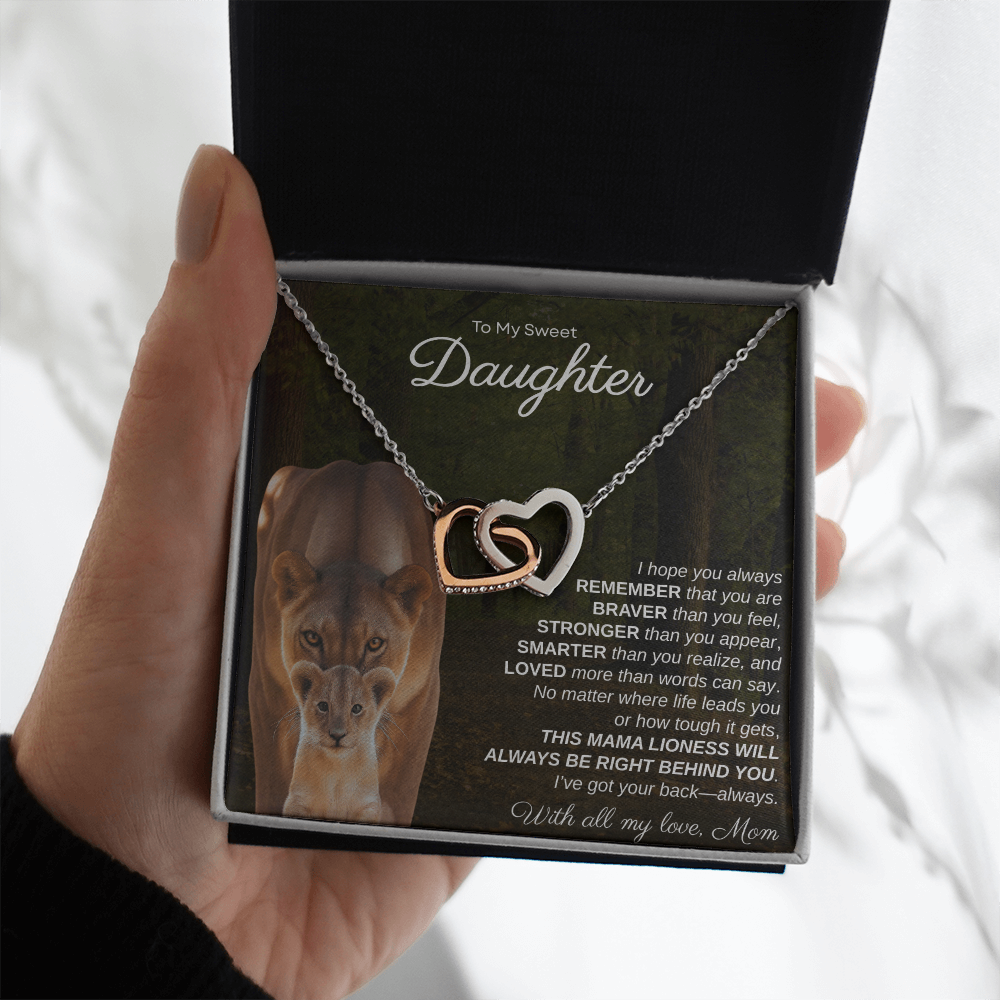 To My Sweet Daughter, I Hope You Always Remember | Interlock Hearts Necklace
