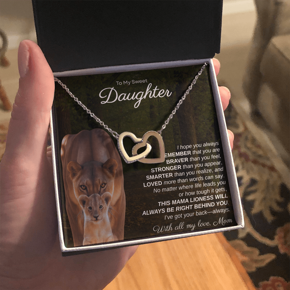 To My Sweet Daughter, I Hope You Always Remember | Interlock Hearts Necklace