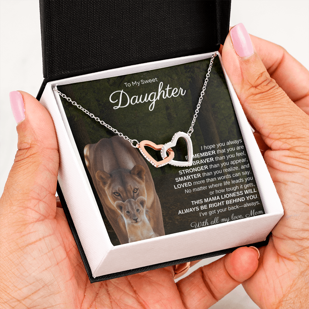 To My Sweet Daughter, I Hope You Always Remember | Interlock Hearts Necklace
