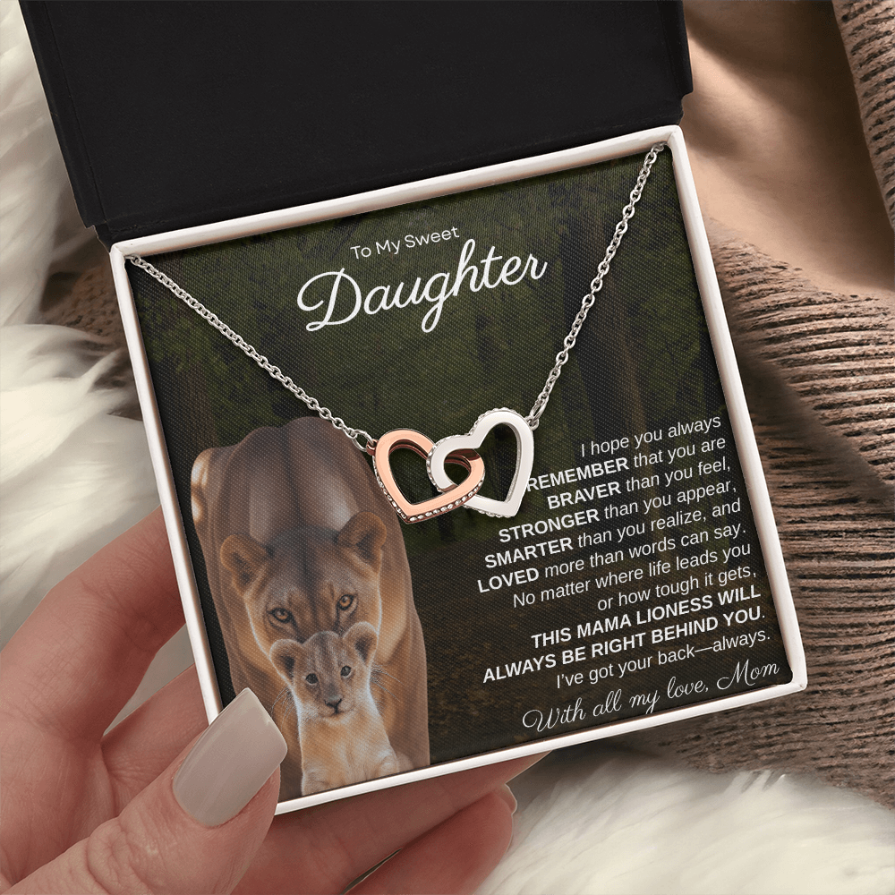To My Sweet Daughter, I Hope You Always Remember | Interlock Hearts Necklace