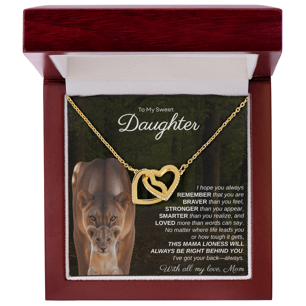 To My Sweet Daughter, I Hope You Always Remember | Interlock Hearts Necklace