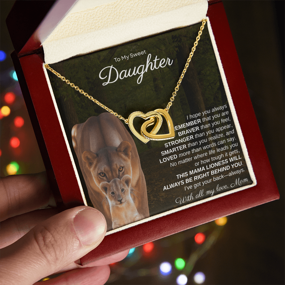 To My Sweet Daughter, I Hope You Always Remember | Interlock Hearts Necklace
