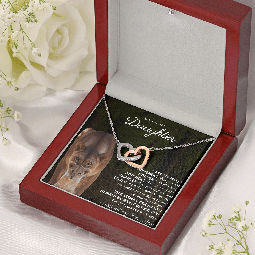 To My Sweet Daughter, I Hope You Always Remember | Interlock Hearts Necklace