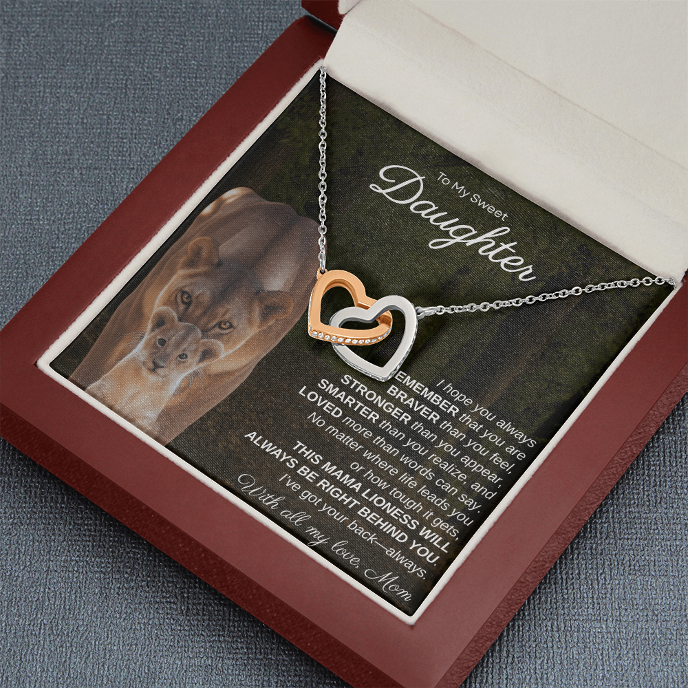 To My Sweet Daughter, I Hope You Always Remember | Interlock Hearts Necklace