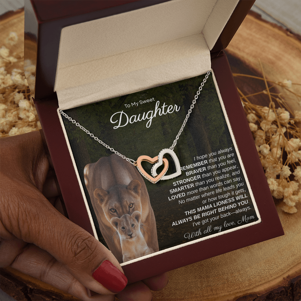 To My Sweet Daughter, I Hope You Always Remember | Interlock Hearts Necklace