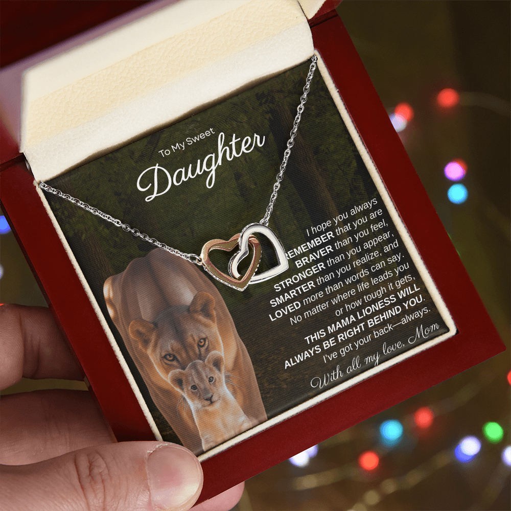 To My Sweet Daughter, I Hope You Always Remember | Interlock Hearts Necklace