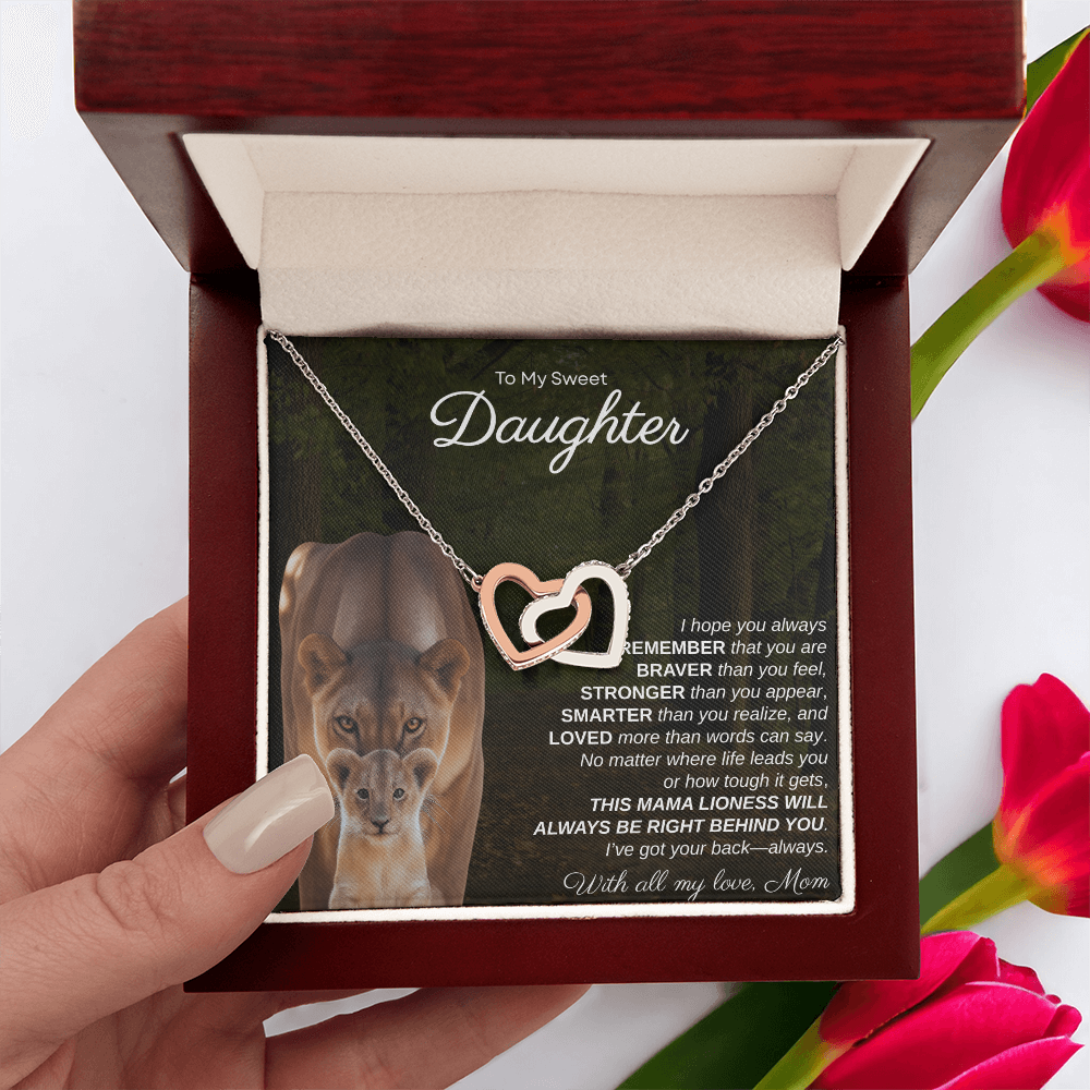 To My Sweet Daughter, I Hope You Always Remember | Interlock Hearts Necklace