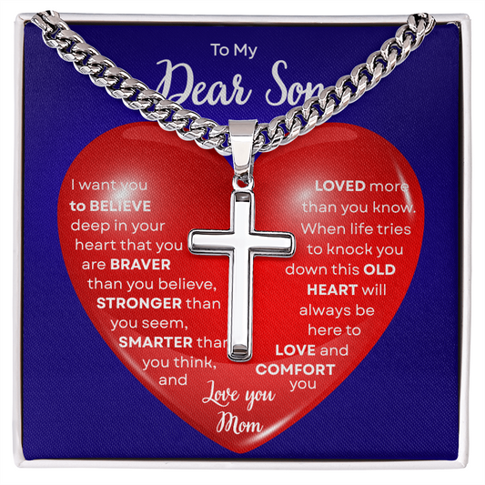To My Beautiful Daughter | This Old Heart Will Love you Always | Cuban Chain with Artisan Cross Necklace