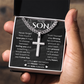 To My Son | Never Forget I Love You | Cuban Chain with Artisan Cross Neckless