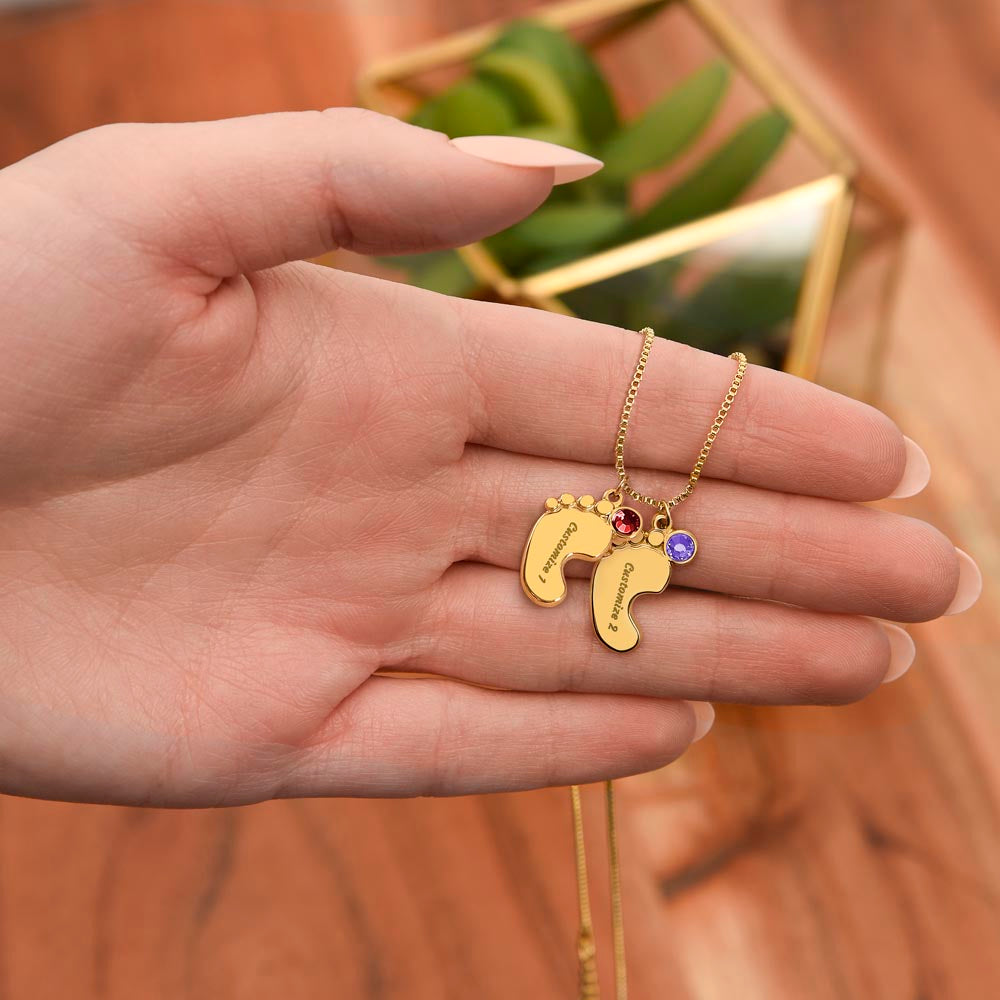 Amazing Mama To Be | My Mommy | Custom Baby Feet with Birthstone  Necklace