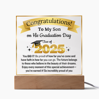 To My Son | Congratulation on your Graduation Day | Class Of 2025 | Acrylic Plaque