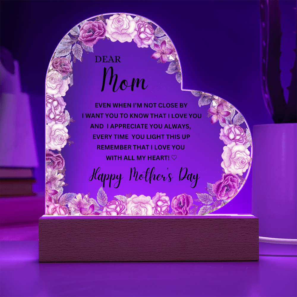 Happy Mother's Day |  Dear Mom  | Acrylic heart Plaque