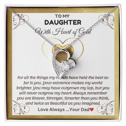 To My Daughter With Heart of Gold - Forever Love Necklace