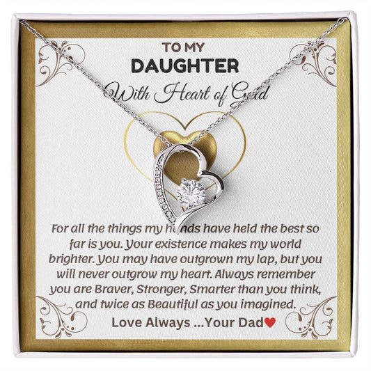 To My Daughter With Heart of Gold - Forever Love Necklace