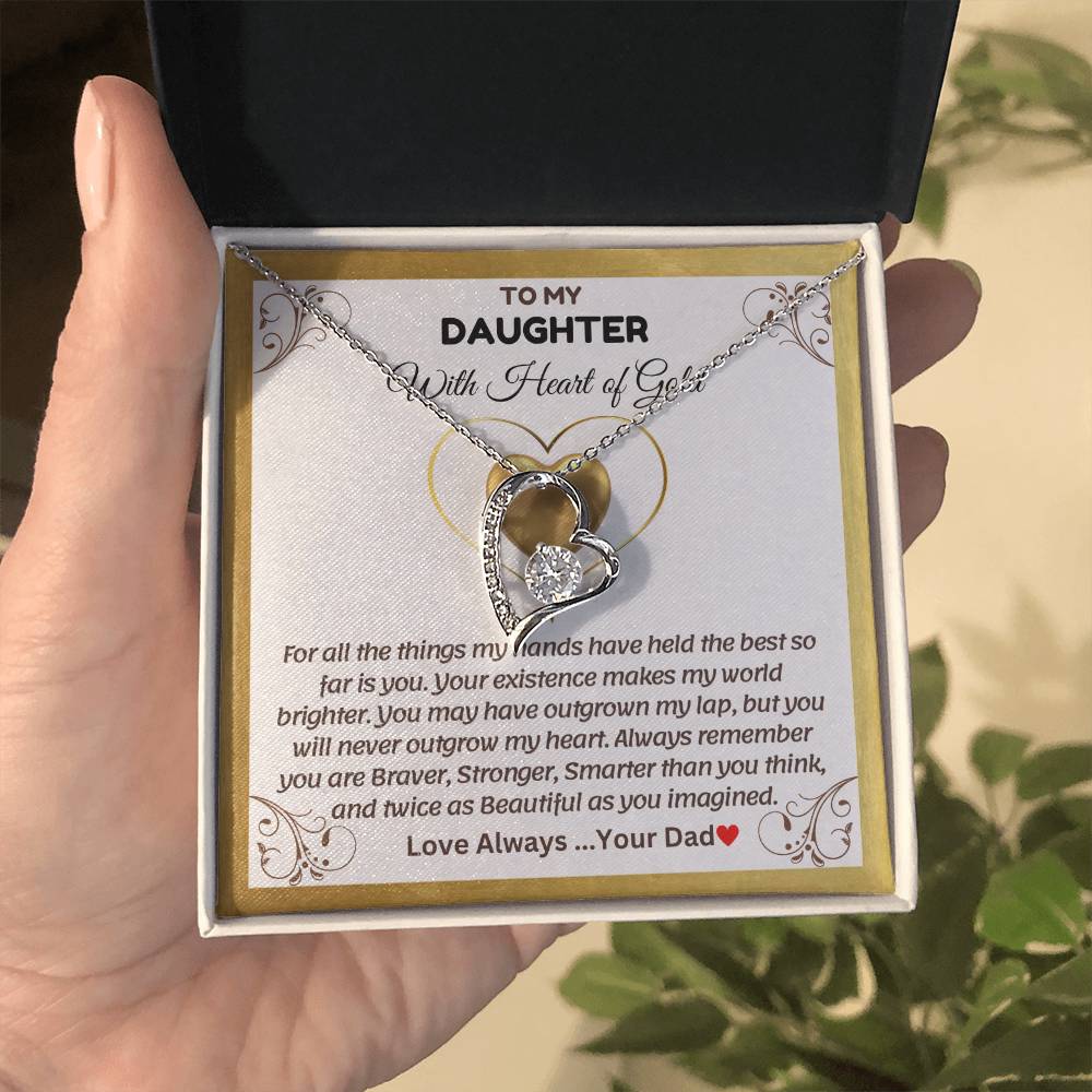 To My Daughter With Heart of Gold - Forever Love Necklace