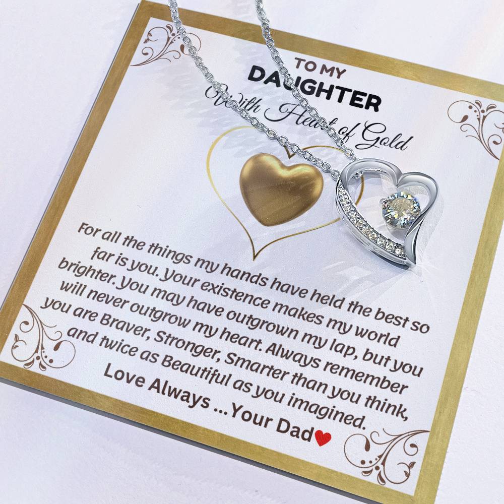 To My Daughter With Heart of Gold - Forever Love Necklace