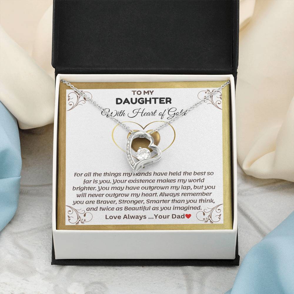 To My Daughter With Heart of Gold - Forever Love Necklace