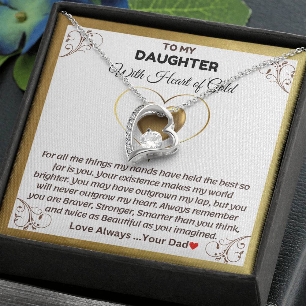 To My Daughter With Heart of Gold - Forever Love Necklace