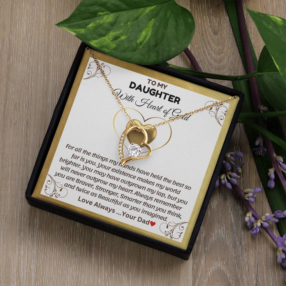 To My Daughter With Heart of Gold - Forever Love Necklace