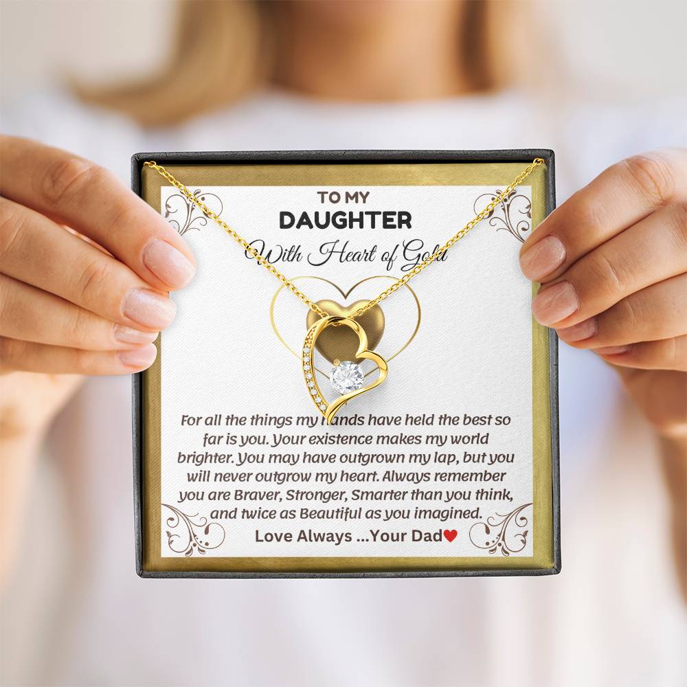 To My Daughter With Heart of Gold - Forever Love Necklace