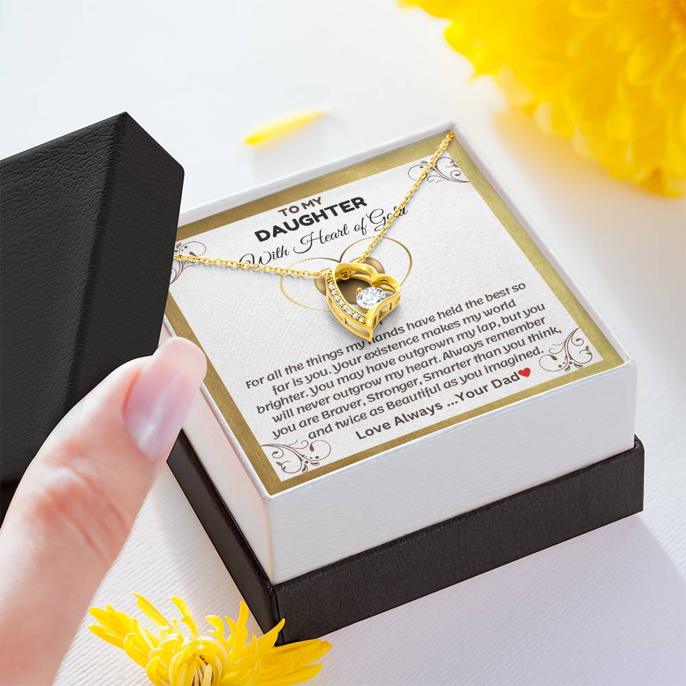 To My Daughter With Heart of Gold - Forever Love Necklace