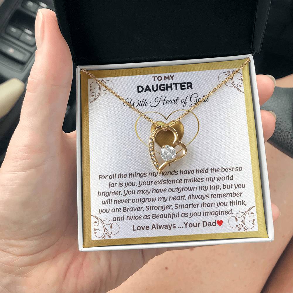 To My Daughter With Heart of Gold - Forever Love Necklace